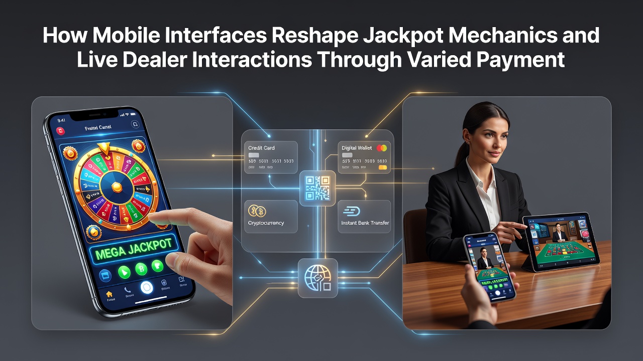 Close-up of live dealer interaction on smartphone with integrated payment and jackpot notification