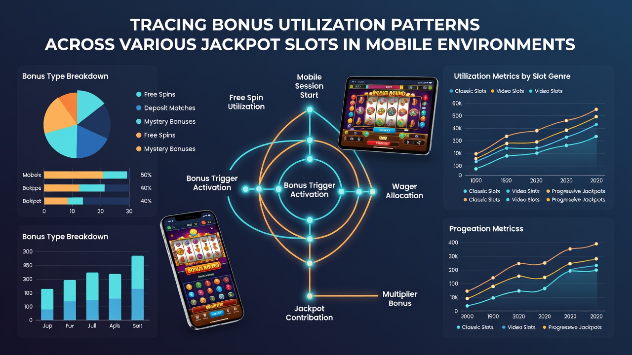 Data visualization of bonus utilization rates across jackpot slot categories on mobile platforms